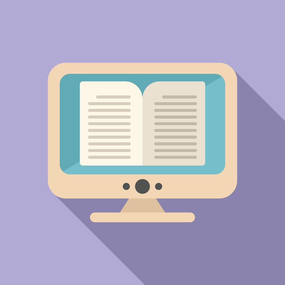 Library ebook icon flat vector. Digital education vector