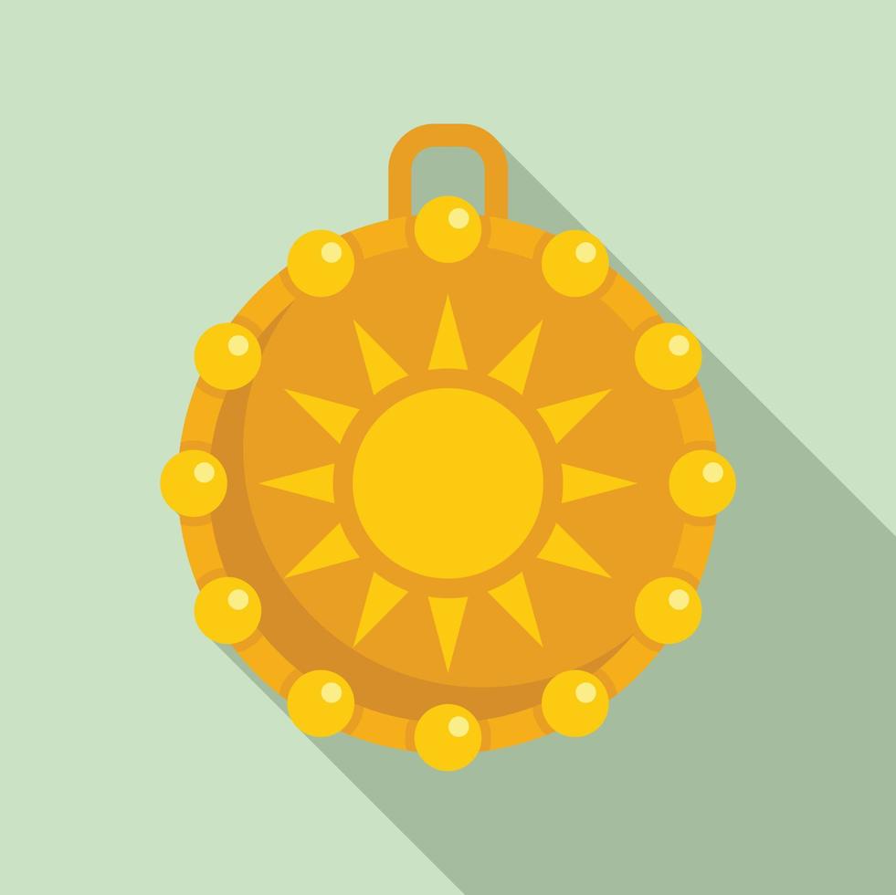 Sun amulet icon flat vector. Japan magic vector