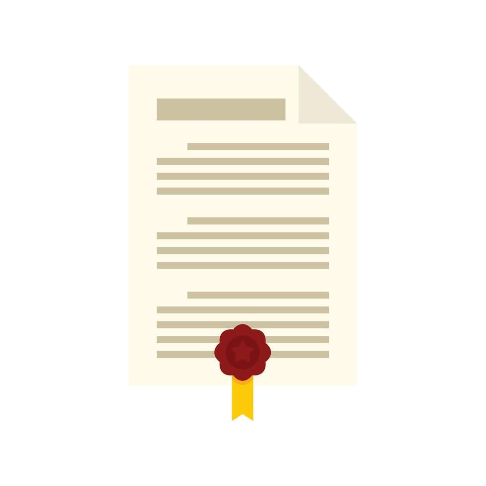Attestation document icon flat isolated vector