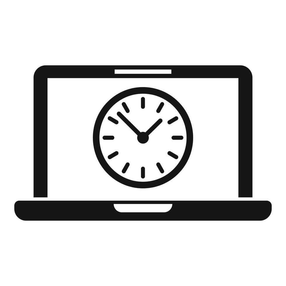 Laptop work hours icon simple vector. Office time vector