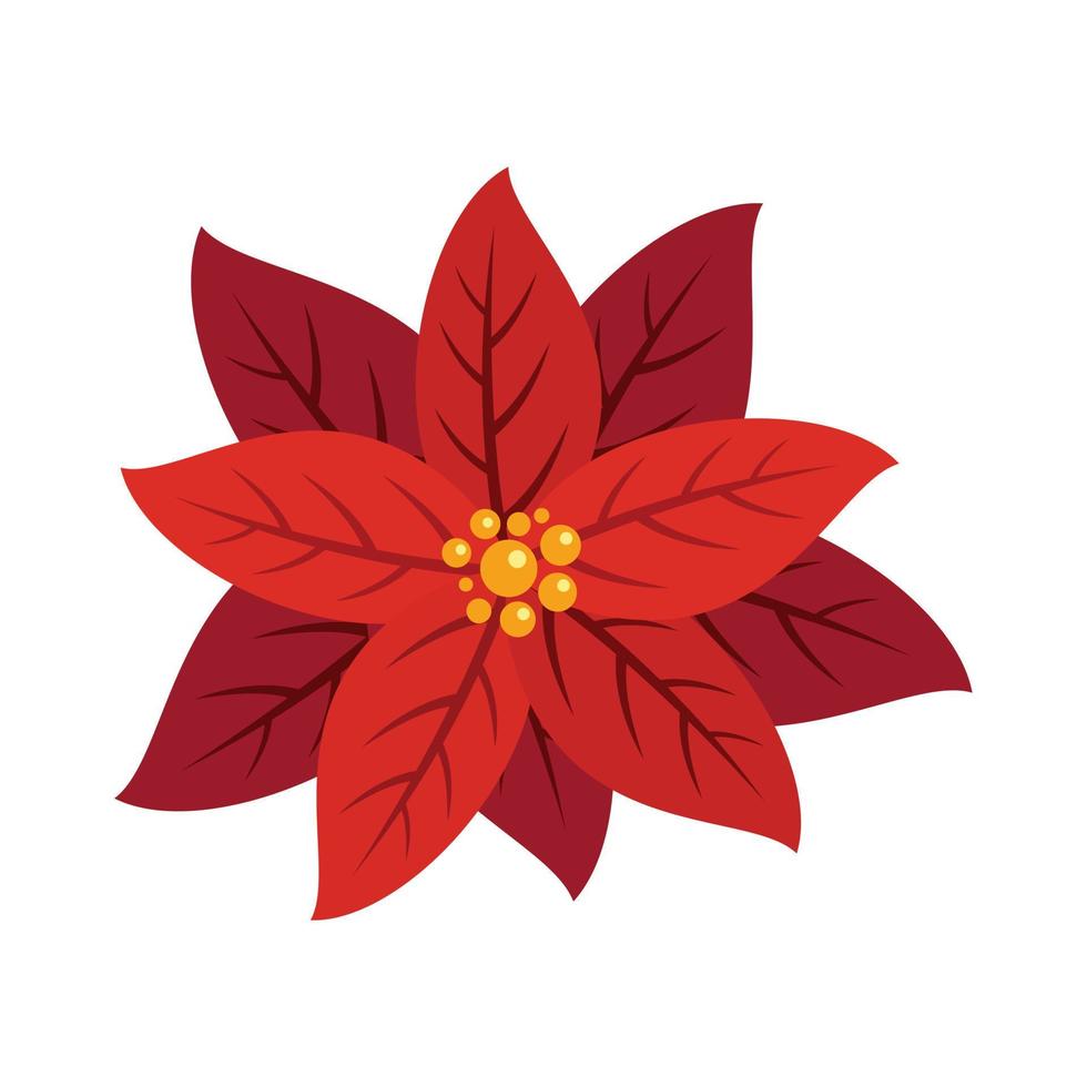 Traditional poinsettia icon flat isolated vector