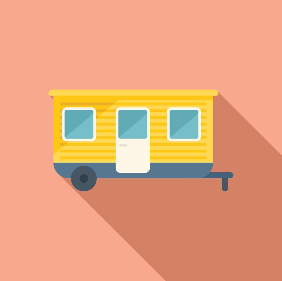 Camp trailer icon flat vector. Camper car vector