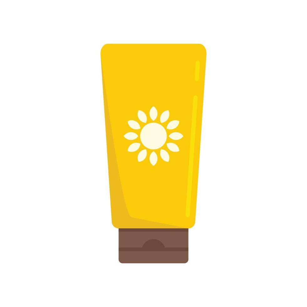 protector solar tubo crema icono plano aislado vector