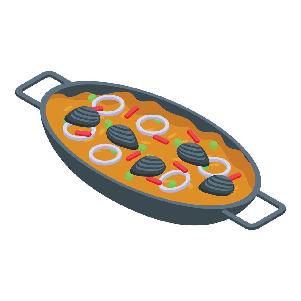Paella icon isometric vector. Spanish food vector