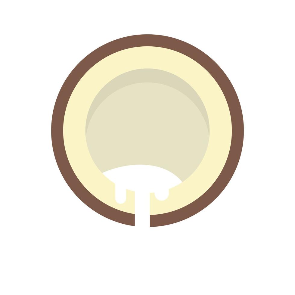 vector aislado plano de icono de coco medio cortado