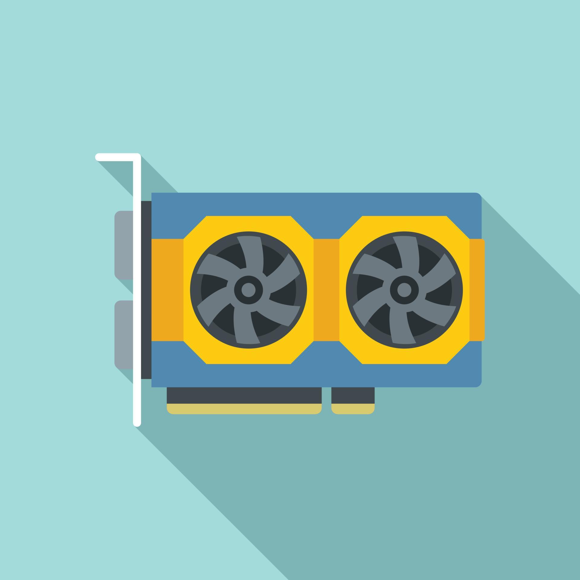 Video card processor icon flat vector. Computer gpu 14838176 Vector Art ...