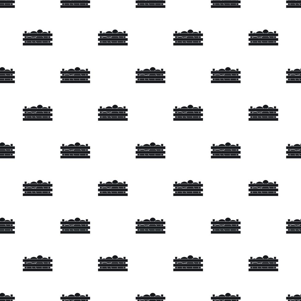 Wooden crate with vegetables pattern, simple style vector