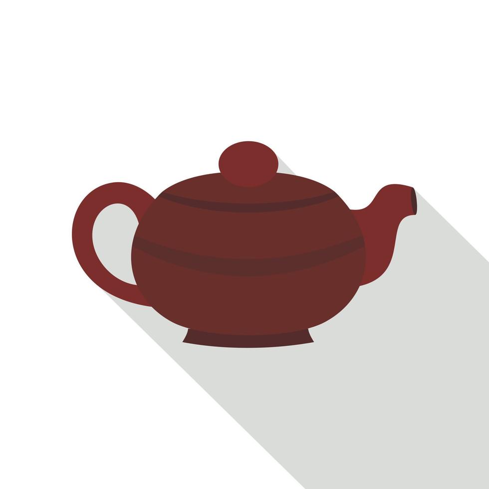 Brown chinese teapot icon, flat style 14838382 Vector Art at Vecteezy