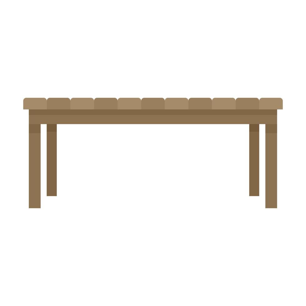 Wood long yard bench icon flat isolated vector
