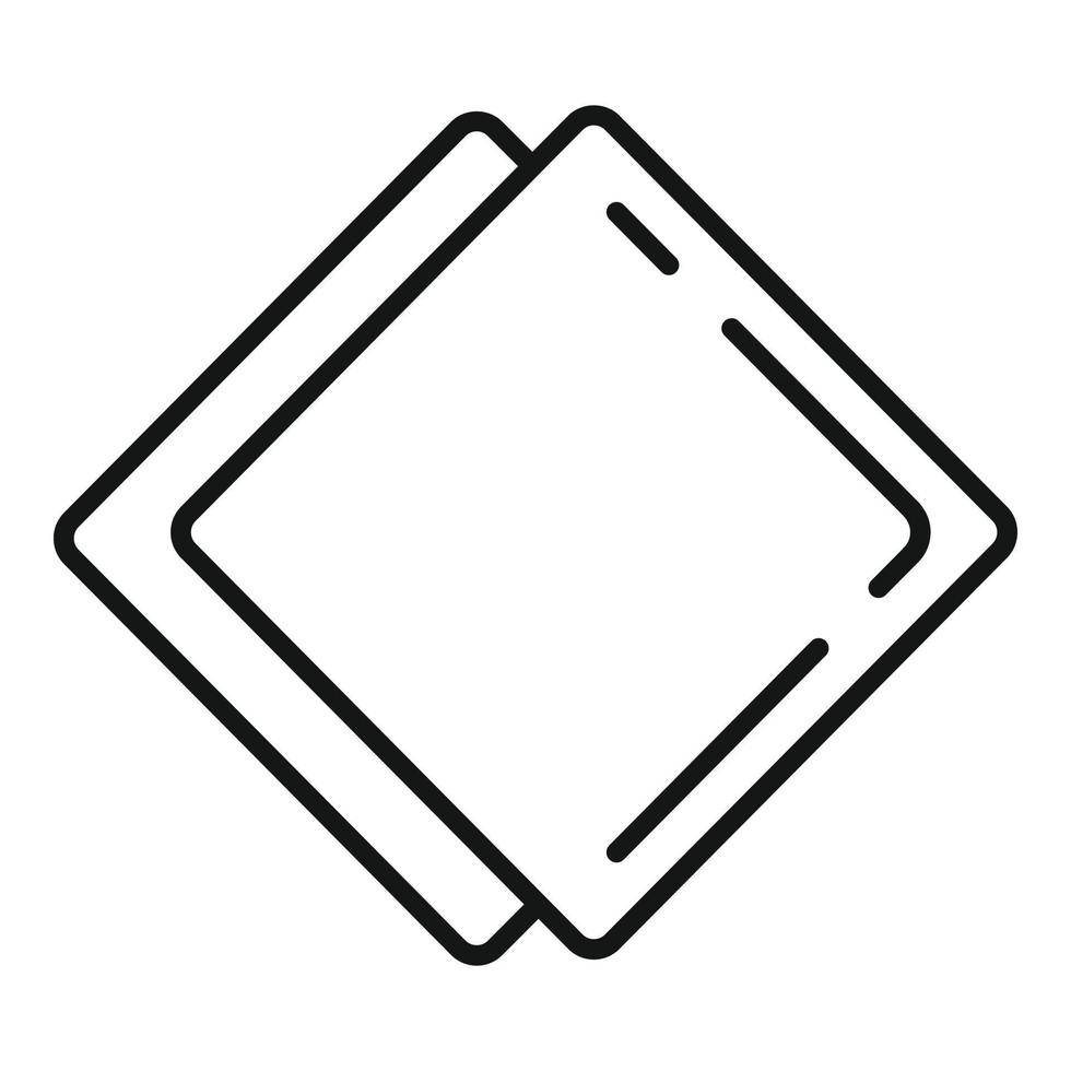 vector de contorno de icono de tejido cuadrado. caja de papel