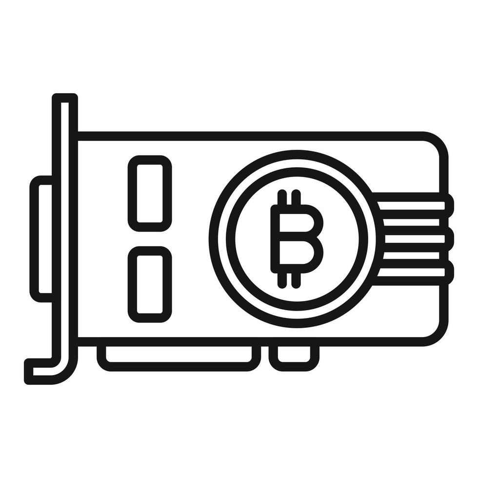 vector de contorno de icono de tarjeta de minería. dinero criptográfico