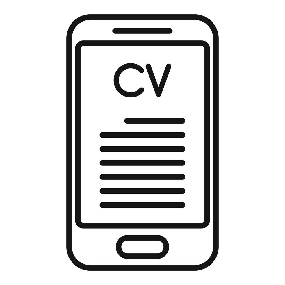 Cv phone icon outline vector. Internet work vector