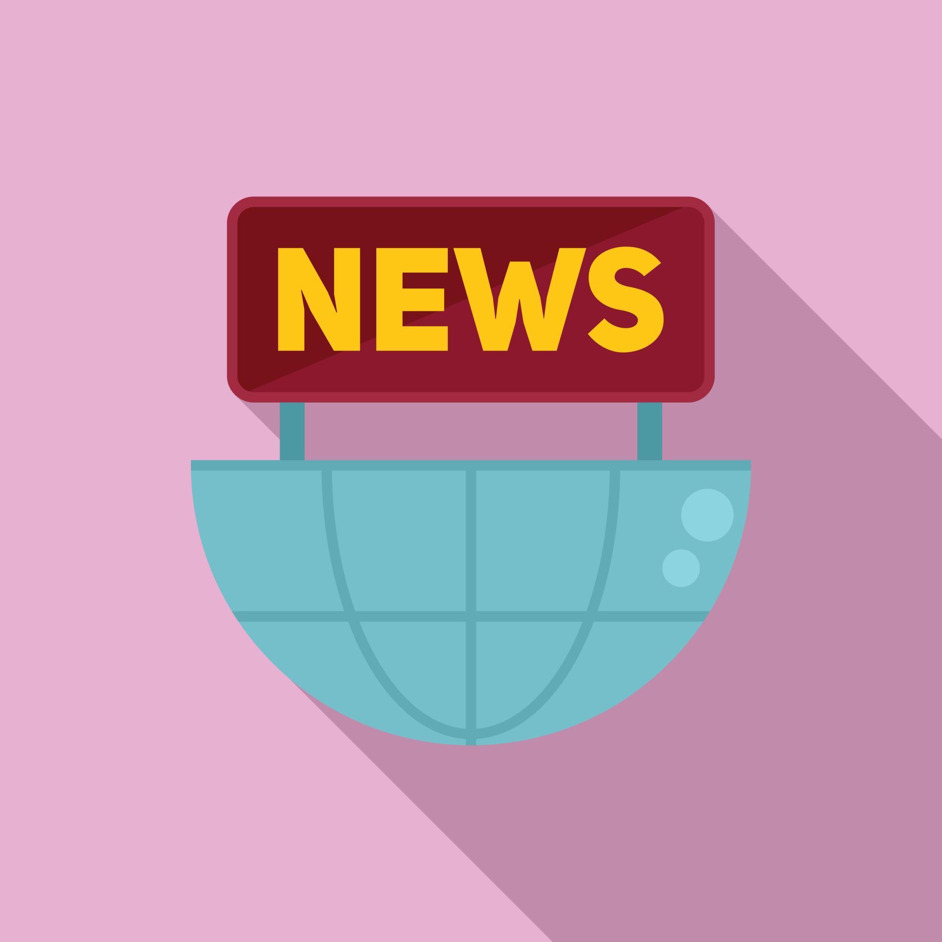 Global news icon flat vector. Reportage tv 14838698 Vector Art at Vecteezy