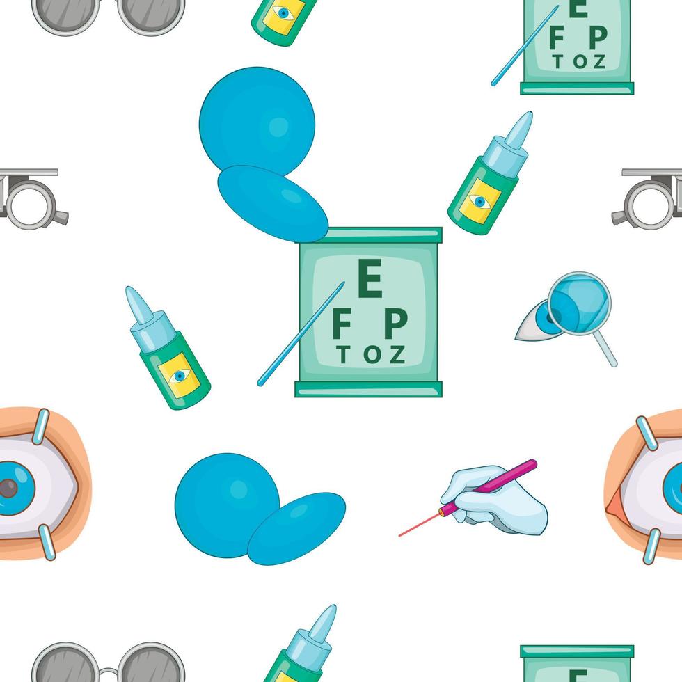 Ophthalmology pattern, cartoon style vector