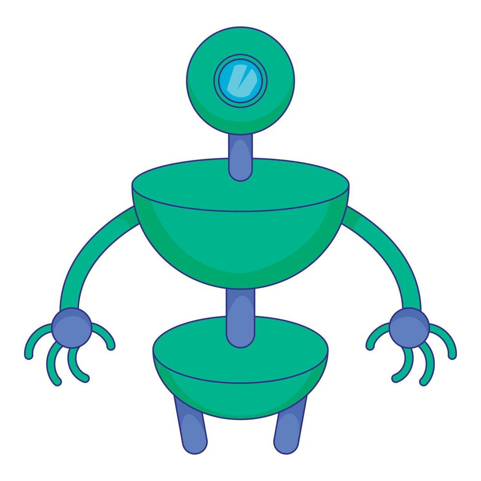 Green robot icon, cartoon style vector