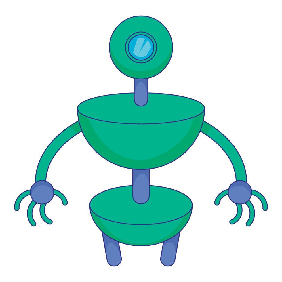 icono de robot verde, estilo de dibujos animados vector