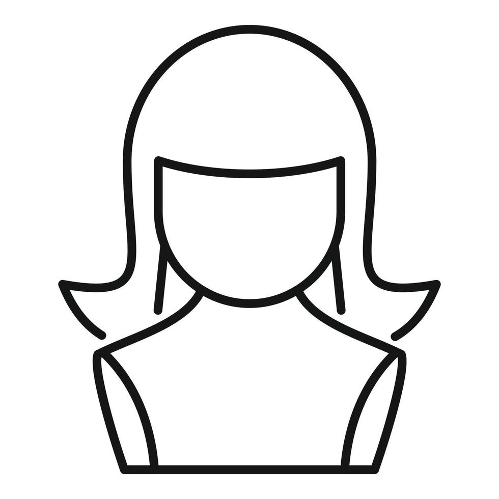 vector de contorno de icono de peluca larga. cabeza de moda