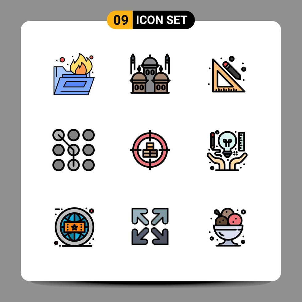 conjunto de 9 iconos de interfaz de usuario modernos signos de símbolos para comprar contraseña educación contraseña acceso elementos de diseño vectorial editables vector