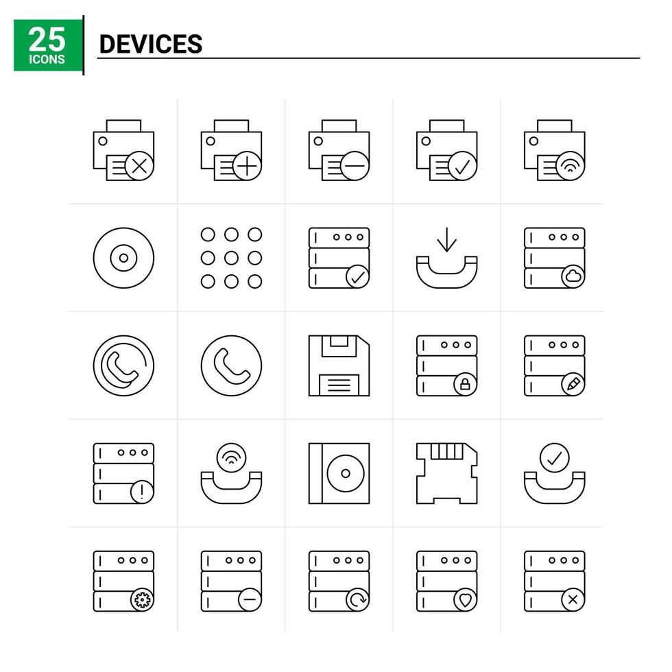 25 Devices icon set vector background