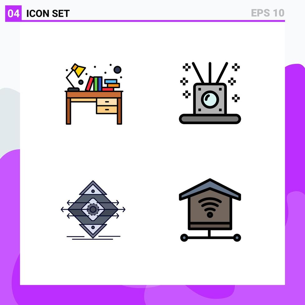 4 Creative Icons Modern Signs and Symbols of books traffic table relaxing road Editable Vector Design Elements