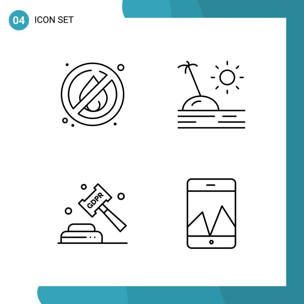 Vector Pack of 4 Outline Symbols. Line Style Icon Set on White Background for Web and Mobile.