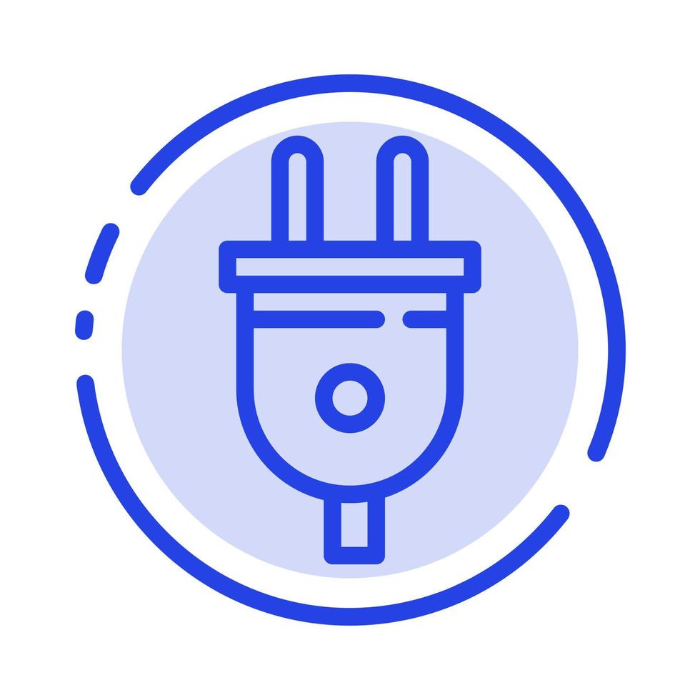 Electric Plug Power Power Plug Blue Dotted Line Line Icon vector