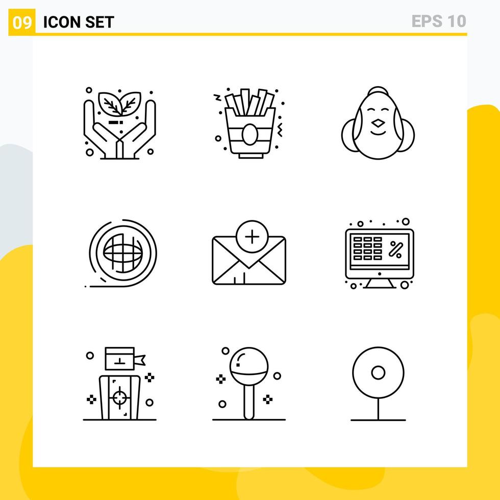 colección de 9 iconos de línea universal conjunto de iconos para web y móvil vector