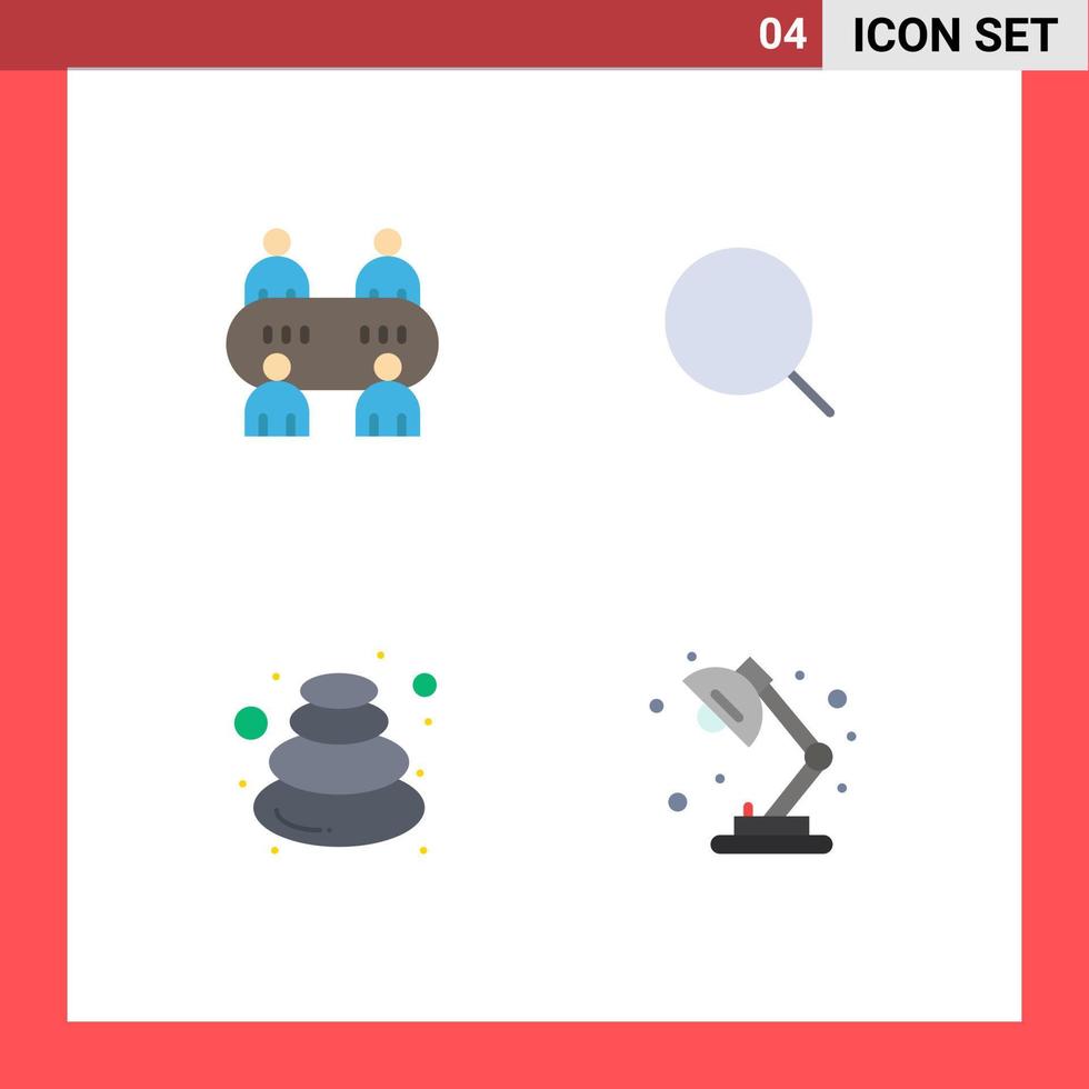 conjunto de pictogramas de 4 iconos planos simples de casino relajarse buscar max piedra elementos de diseño vectorial editables vector