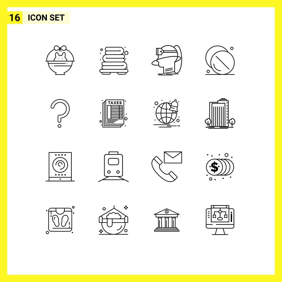 Set of 16 Commercial Outlines pack for medicine hospital man health vr Editable Vector Design Elements