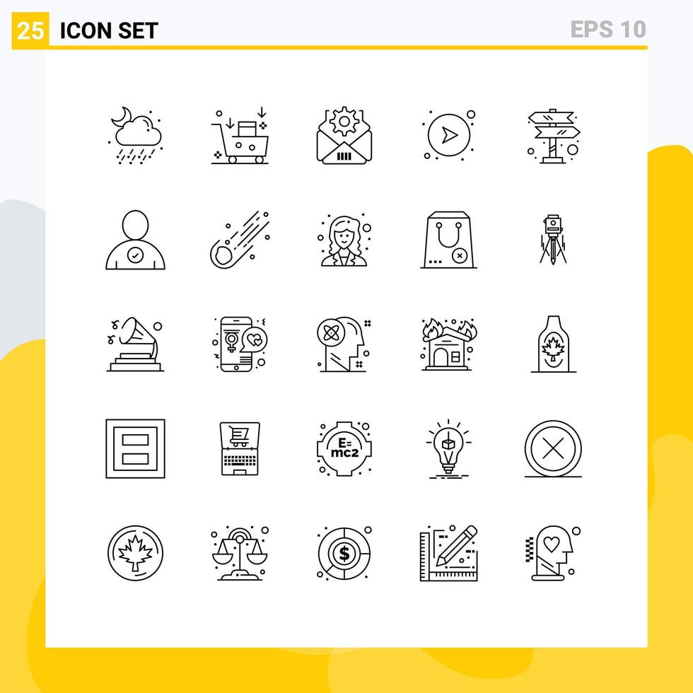 Group of 25 Lines Signs and Symbols for road trip right emarketing network arrows Editable Vector Design Elements
