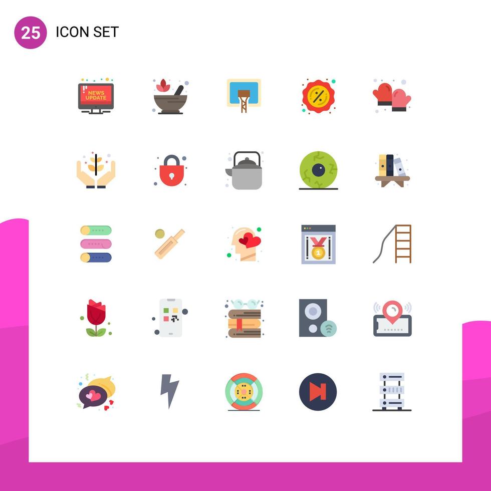 conjunto de pictogramas de 25 colores planos simples de elementos de diseño de vector editables de tablero de ventas de loto de etiqueta para hornear