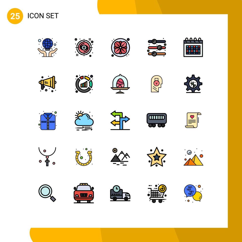 Universal Icon Symbols Group of 25 Modern Filled line Flat Colors of date toggle switch view on design element Editable Vector Design Elements