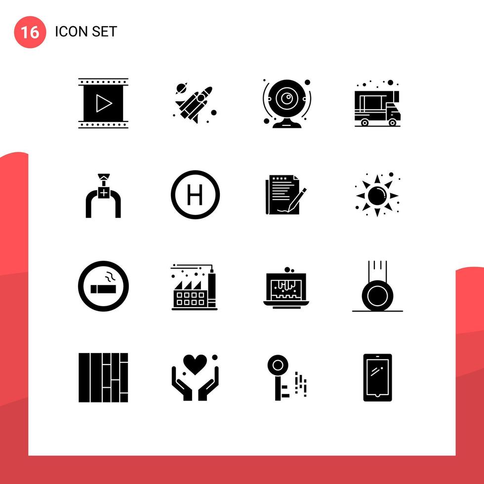 Stock Vector Icon Pack of 16 Line Signs and Symbols for pipe doodle cam caravan technology Editable Vector Design Elements