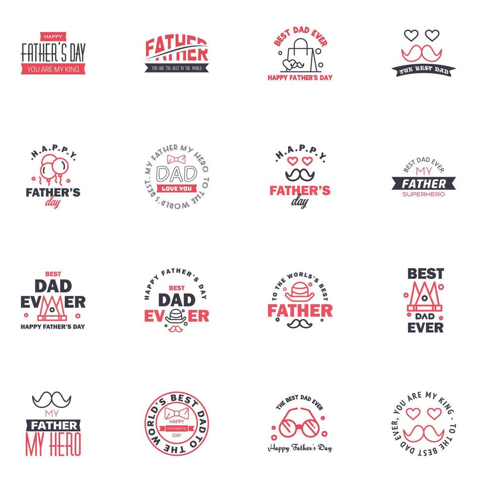 Happy Fathers Day Appreciation Vector Text Banner 16 Black and Pink Background for Posters Flyers Marketing Greeting Cards Editable Vector Design Elements