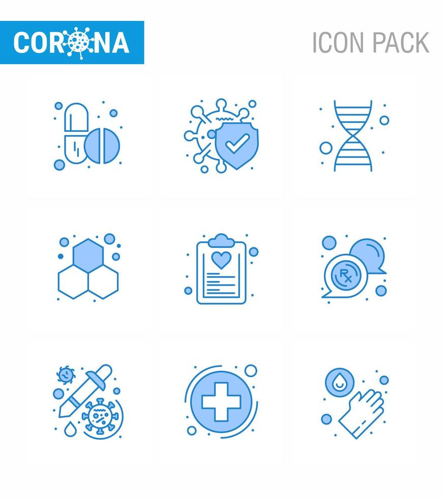 COVID19 corona virus contamination prevention Blue icon 25 pack such as healthcare check list dna science experiment viral coronavirus 2019nov disease Vector Design Elements