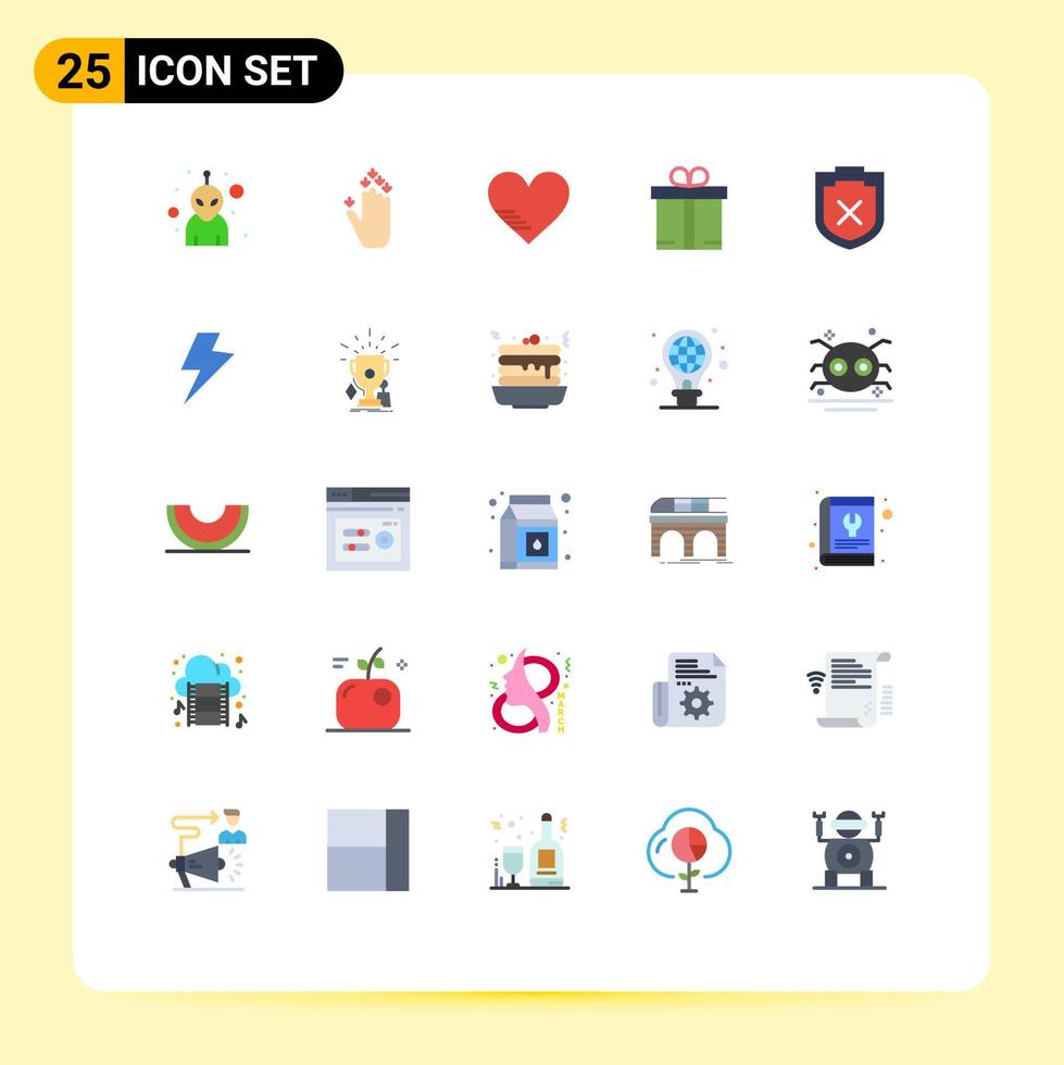 Group of 25 Modern Flat Colors Set for power shield love security ecommerce Editable Vector Design Elements