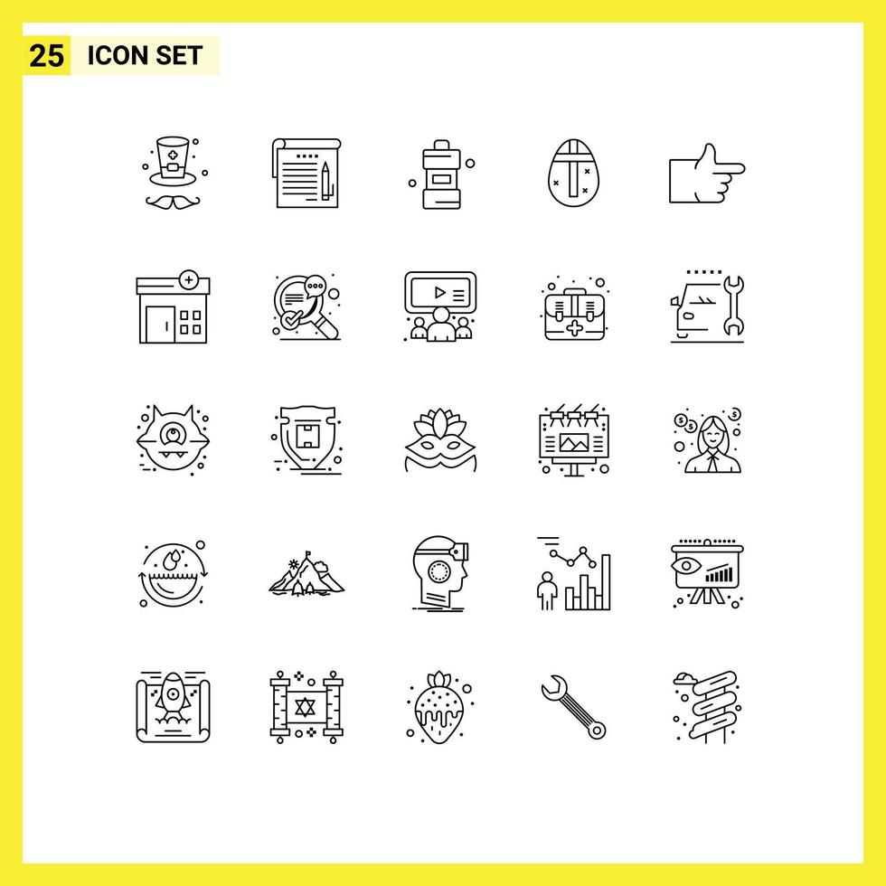 25 Universal Lines Set for Web and Mobile Applications vote like cleaner holidays egg Editable Vector Design Elements