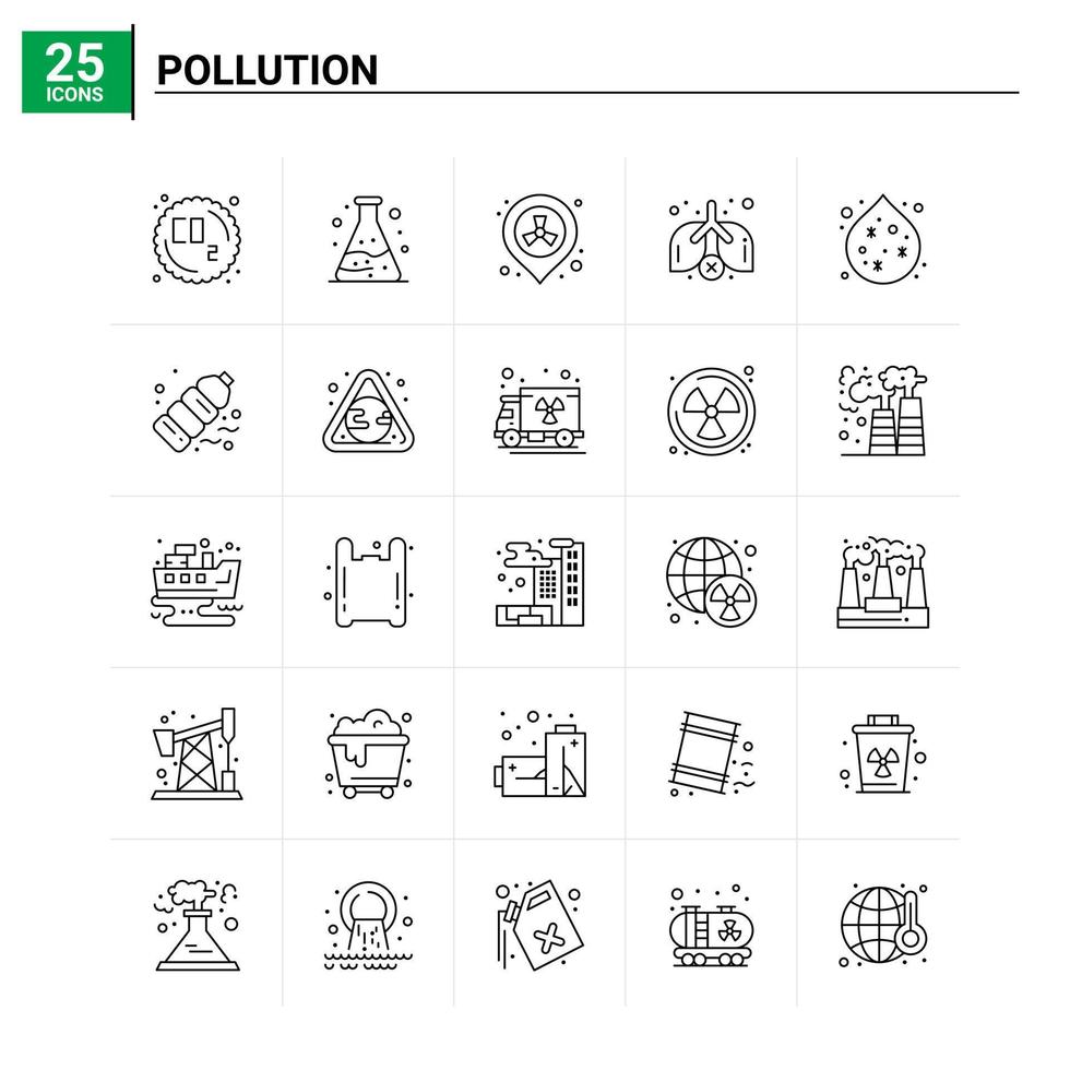 25 Pollution icon set. vector background