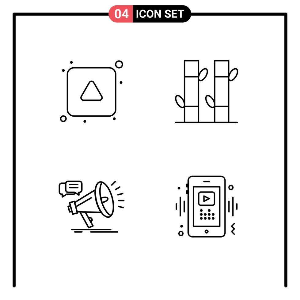 Stock Vector Icon Pack of 4 Line Signs and Symbols for align megaphone up spa promo Editable Vector Design Elements
