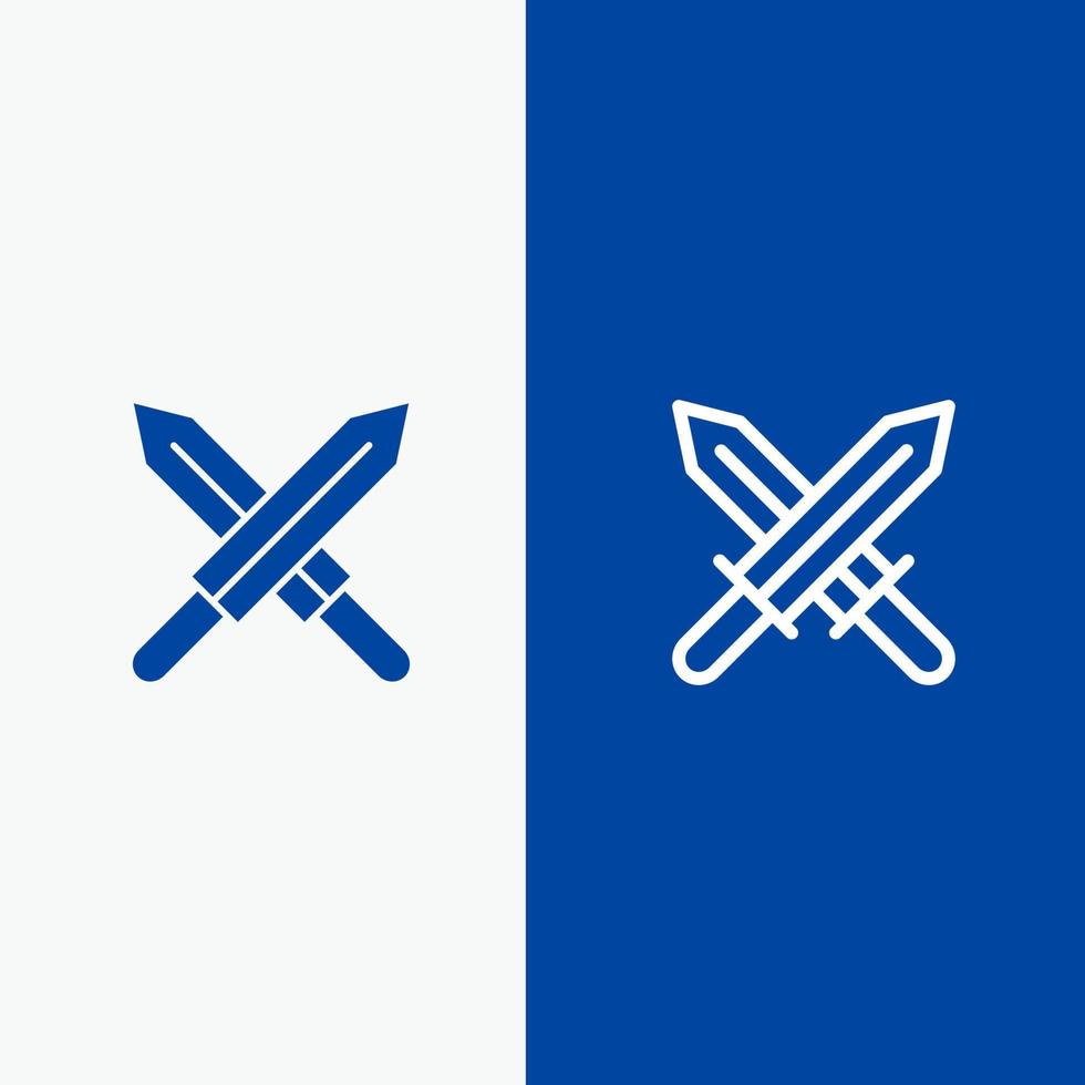 espada irlanda espadas línea y glifo icono sólido bandera azul línea y glifo icono sólido bandera azul vector