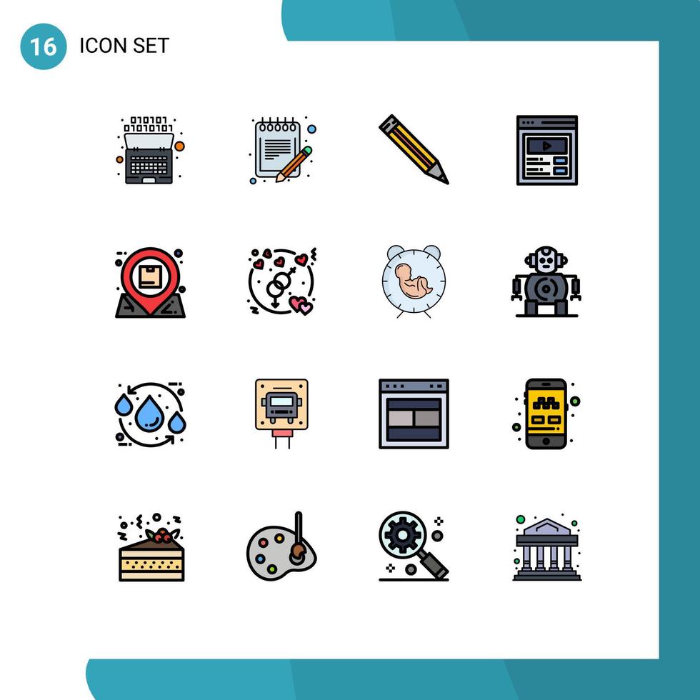 Set of 16 Modern UI Icons Symbols Signs for communication web sheet user interface custom content Editable Creative Vector Design Elements