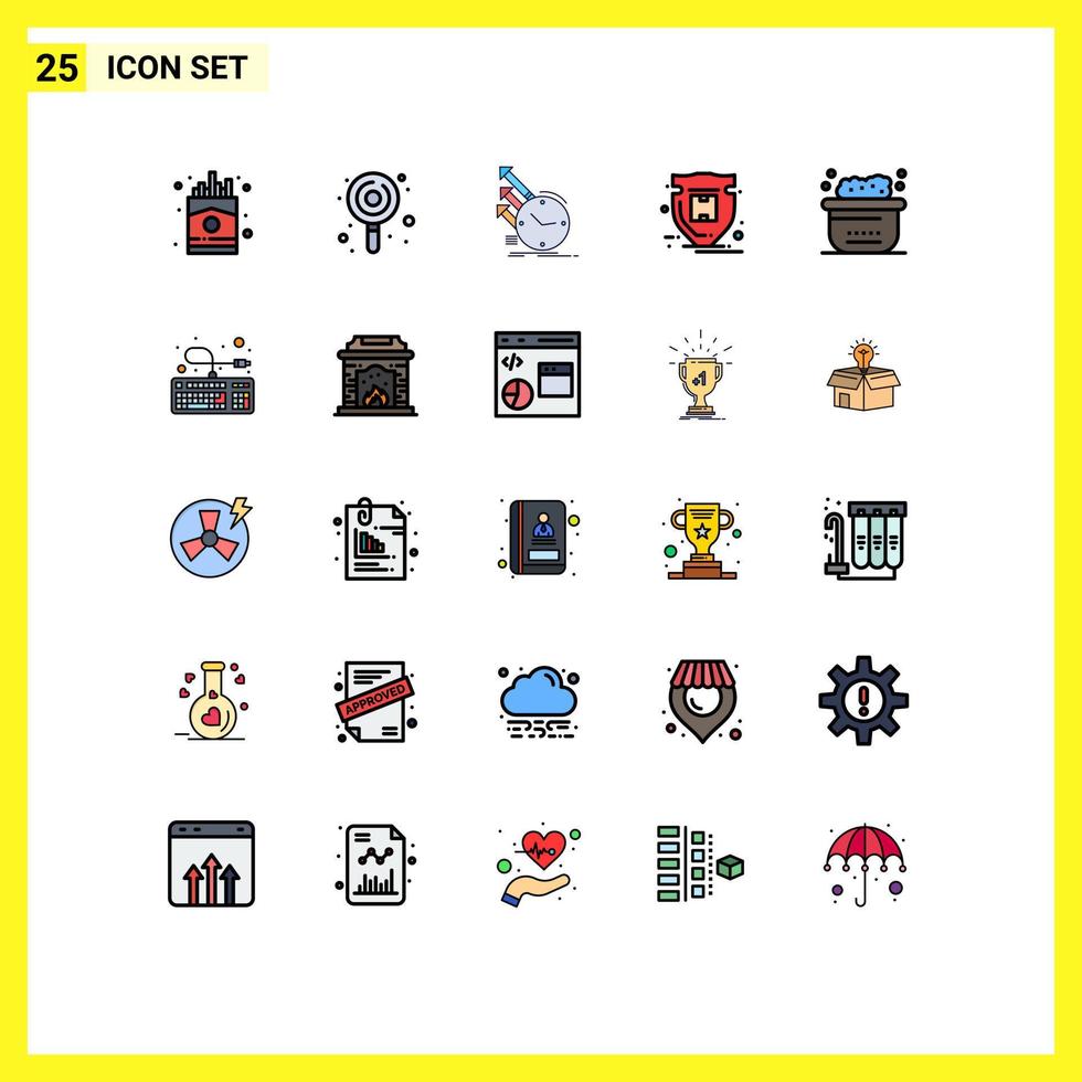Set of 25 Commercial Filled line Flat Colors pack for animals shield detection protection research Editable Vector Design Elements