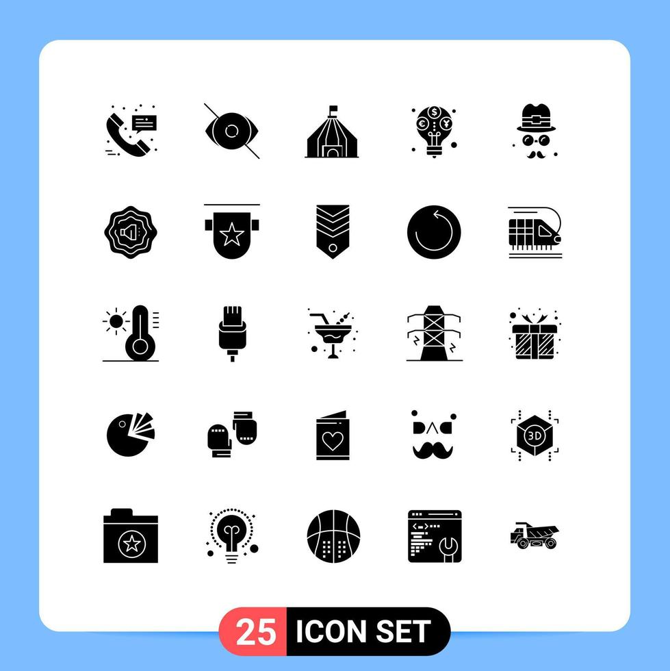 User Interface Pack of 25 Basic Solid Glyphs of brim budget human revenue income Editable Vector Design Elements