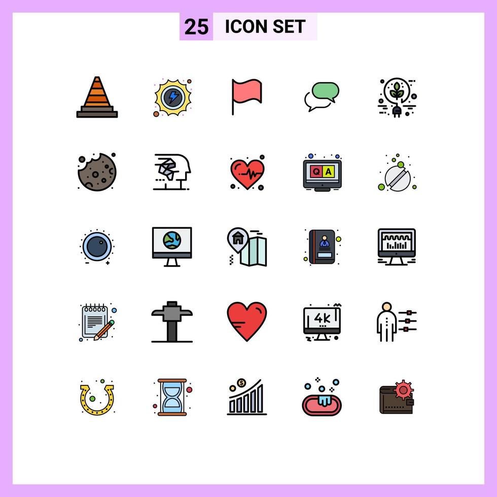 Universal Icon Symbols Group of 25 Modern Filled line Flat Colors of electric mail energy sms chating Editable Vector Design Elements
