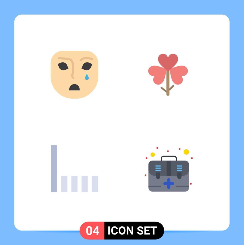 4 Universal Flat Icons Set for Web and Mobile Applications emotion connection sad floral signal Editable Vector Design Elements