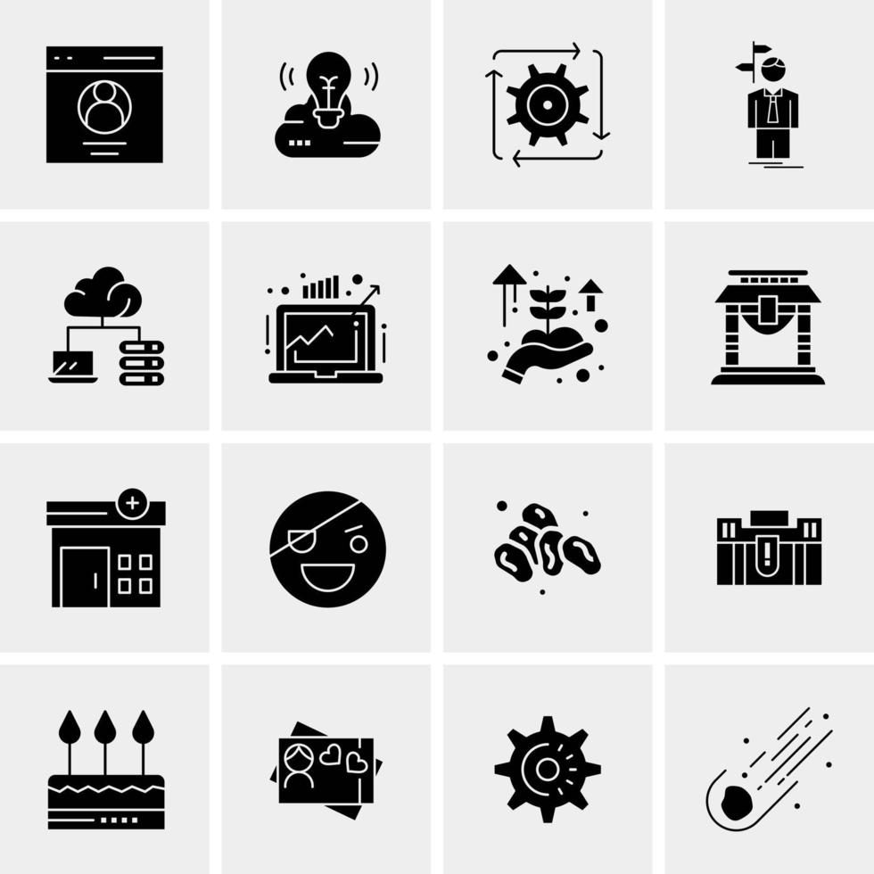 16 iconos universales de negocios vector ilustración de icono creativo para usar en proyectos relacionados con la web y dispositivos móviles