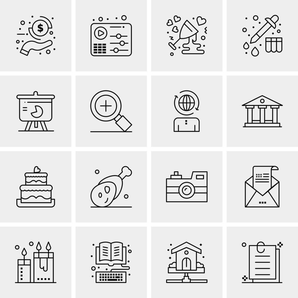 16 iconos de negocios universales vector ilustración de icono creativo para usar en proyectos relacionados con la web y dispositivos móviles