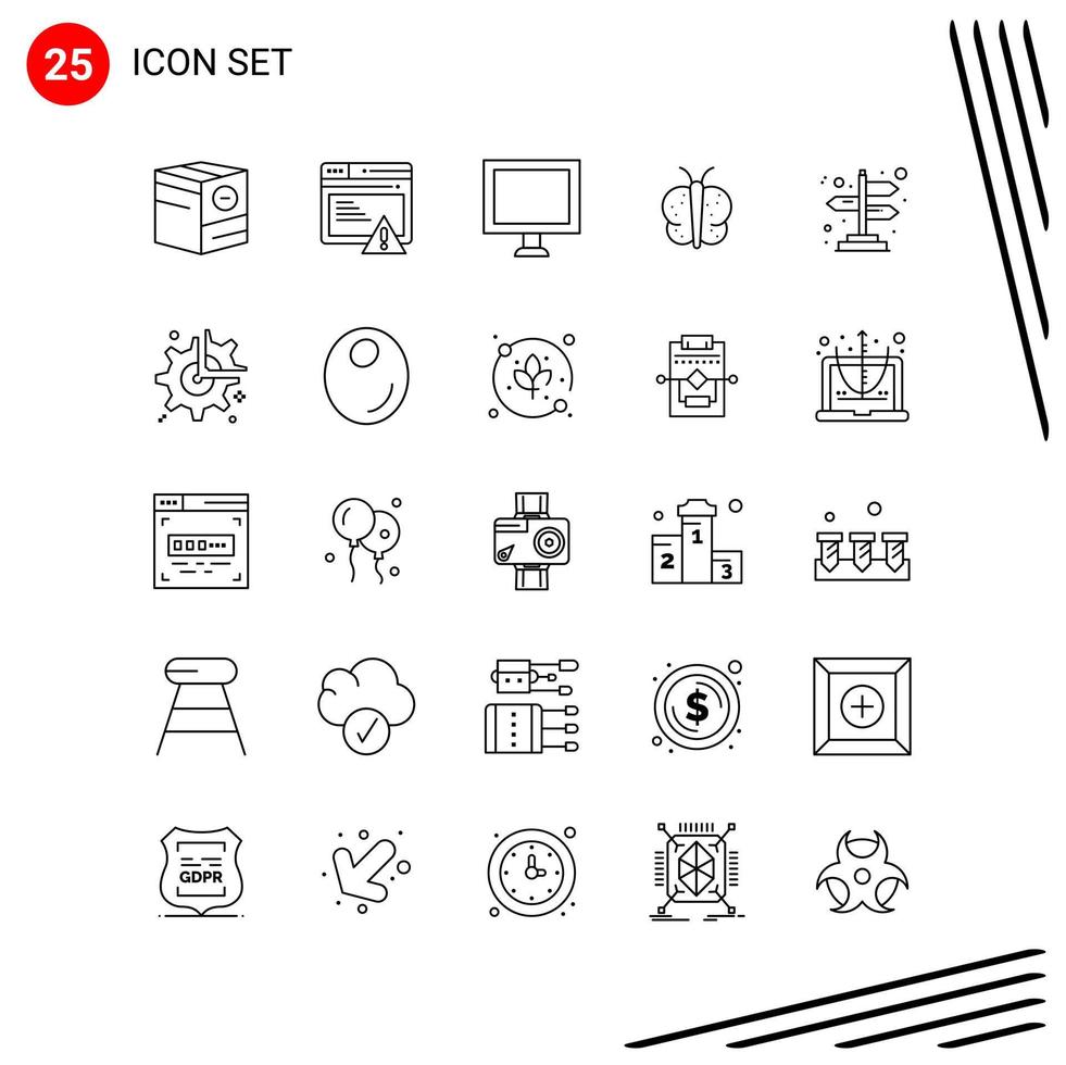 colección de 25 iconos vectoriales en estilo de línea. símbolos de contorno perfectos de píxeles para web y móvil. signos de icono de línea sobre fondo blanco. 25 iconos. vector