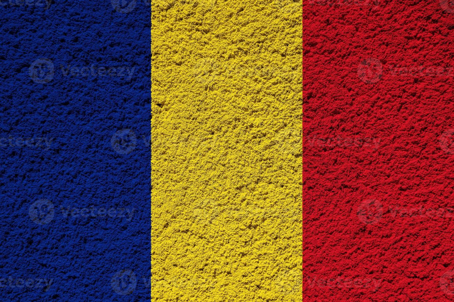 Flag of Romania on a textured background. Concept collage. photo