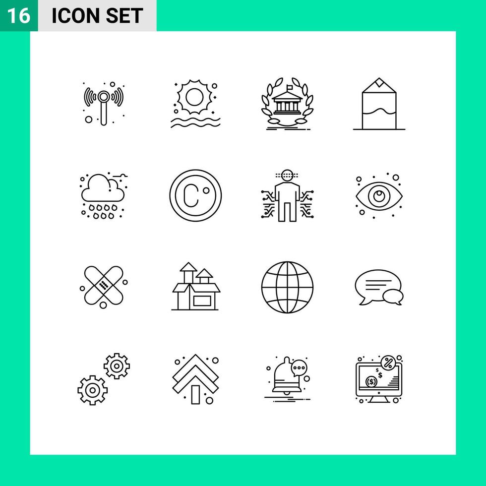 Pictogram Set of 16 Simple Outlines of rain autumn online pack cream Editable Vector Design Elements